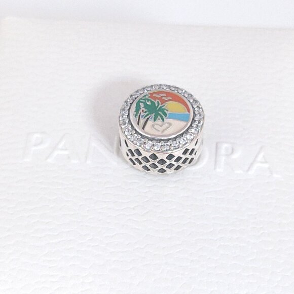 Pandora Engravable Beach Heart Scene Charm Bead S925 Silver with box - Picture 4 of 8